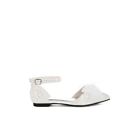 Clarice Sheer Bow Detail Glitter Flat Sandals