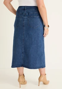 June + Vie Women's June + Vie Front-Slit Denim Midi Skirt