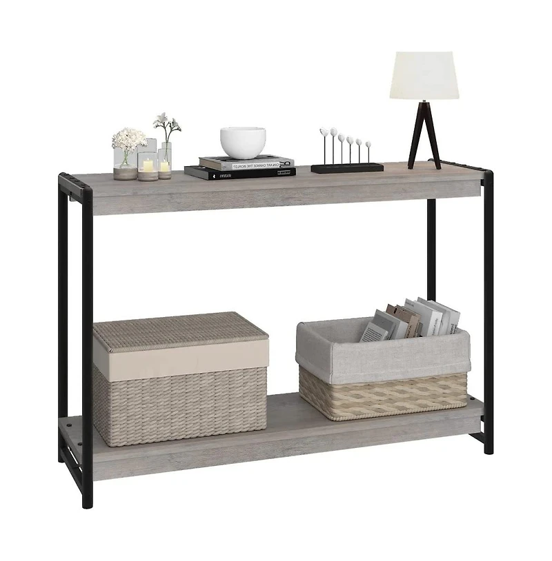 gaomon Console Table, 39.5 Inch Narrow Entryway Table with 2- Tiers Storage Shelves, Entrance Table