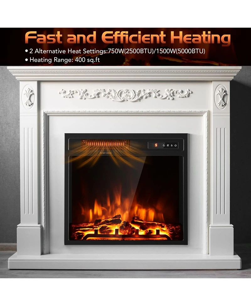 Sugift 18 Inch 1500W Electric Fireplace Freestanding and Recessed Heater