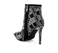 Urbanite Rhinestones Studded Stiletto Heel Boots