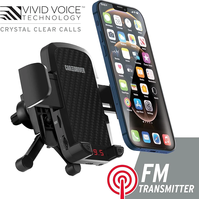 Bluetooth Fm Transmitter Phone Mount with Active Noise Cancellation