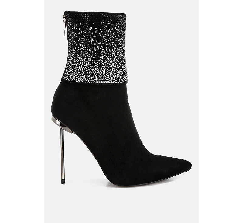 Podstar Rhinestones Embellished Foldover Boots