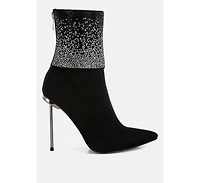 Podstar Rhinestones Embellished Foldover Boots
