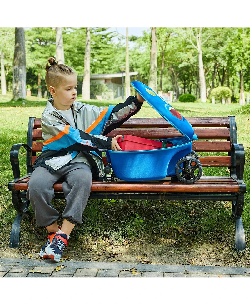GoPowerBike GoVoyage 3-Wheel Kids Luggage Scooter with Light-Up Wheels | Blue