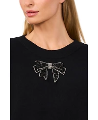 CeCe Women's Ribbon Bow Crew Neck Sweater