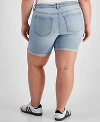 Celebrity Pink Trendy Plus Rolled-Cuff Denim Shorts