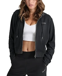 Dkny Sport Women's Studded-Logo Full-Zip Fleece Hoodie