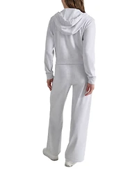 Dkny Sport Women's Studded-Logo Full-Zip Fleece Hoodie