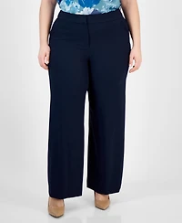 Tahari Asl Plus Mid-Rise Wide-Leg Pants