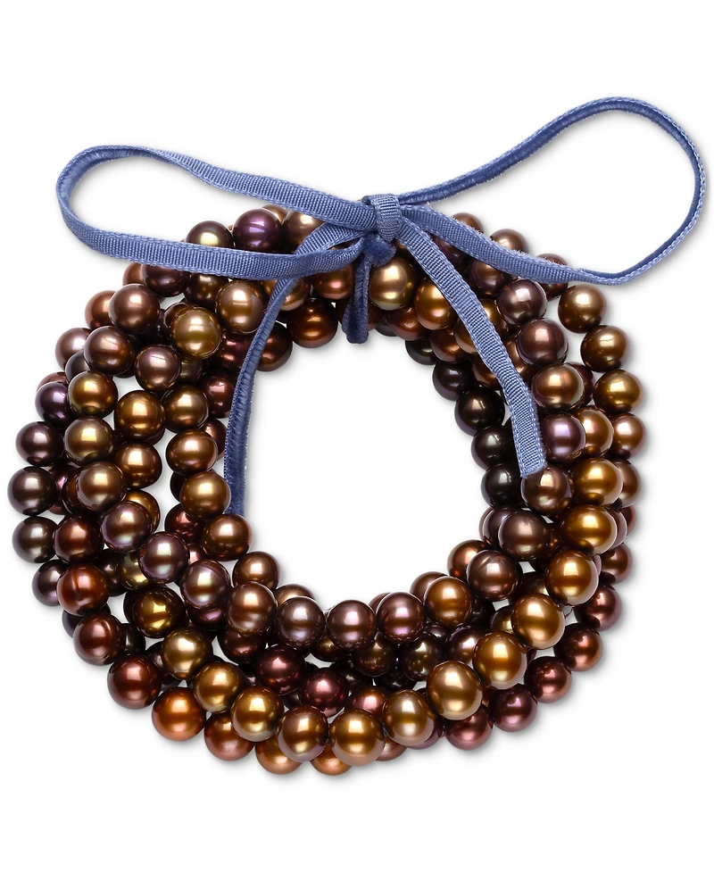 Belle de Mer 7-Pc. Set Dyed Chocolate Cultured Freshwater Baroque Pearl (6-7mm) Stretch Bracelets