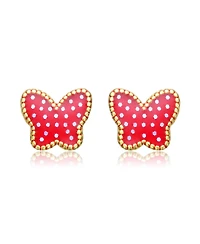 GiGiGirl Sterling Silver 14K Gold Plated Red Enamel Starry Sky Butterfly Stud Earrings