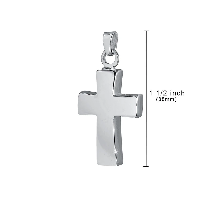 Sterling Silver Cross Cremation 1 1/2 inch Pendant with 18 inch Necklace