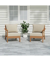 WestinTrends Outdoor Patio Hdpe Teak Loveseat Sofa with Cushions