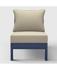 WestinTrends Outdoor Hdpe Deep Seating Modular Armless Patio Blue Chair with Cushions