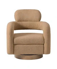 WestinTrends Mid-Century Modern Faux Sherpa Swivel Barrel Accent Chair (Set of 2)
