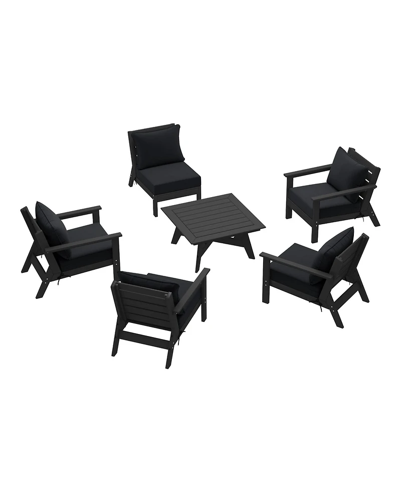 WestinTrends Outdoor 6-Piece Black Modular Sectional Patio Furniture Sofa Set