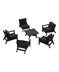 WestinTrends Outdoor 6-Piece Black Modular Sectional Patio Furniture Sofa Set