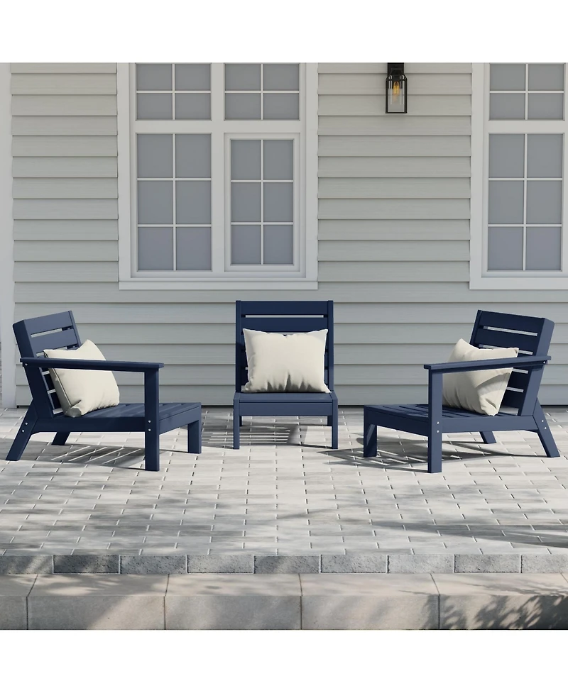 WestinTrends Outdoor Patio 3-Piece Hdpe Deep Seating Sectional Sofa