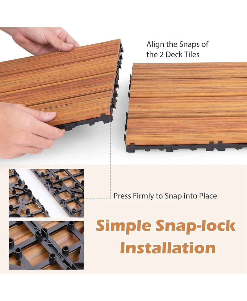 Costway Pcs Interlocking Deck Tiles Anti-slip Floor Tiles for Poolside All Weather