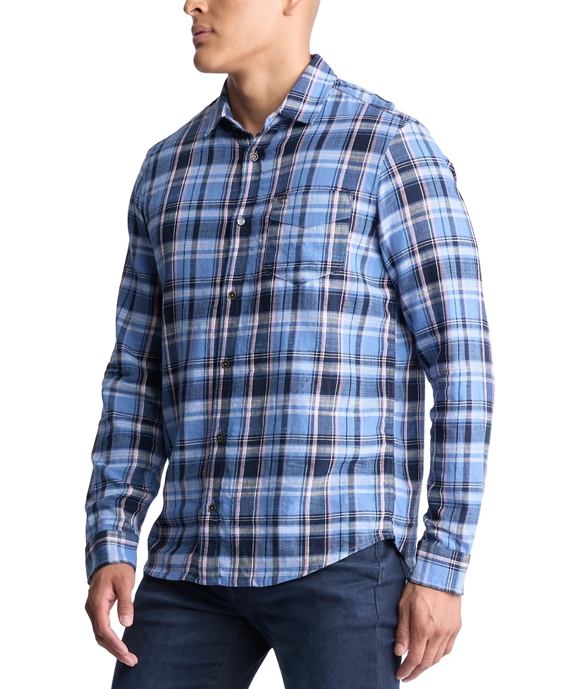 Men's Saroz Cotton Plaid Button-Up Shirt