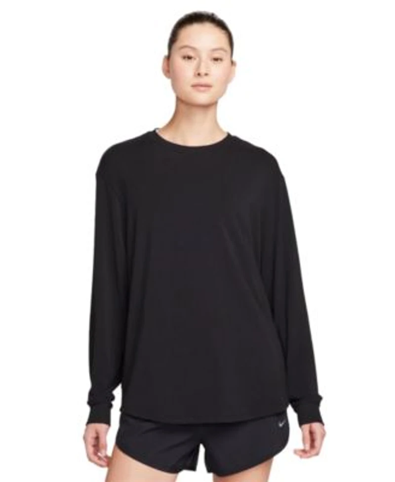 Nike Womens One Relaxed Dri Fit Long Sleeve Crewneck Top