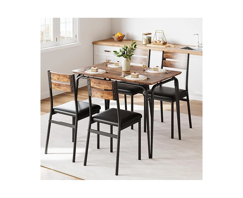 Dining Table for 2, Small and Chairs Set of Square Dinette Dinner Set, 3 Piece Kitchen & Room Sets Space, A