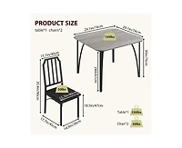 3 Pieces Dining Table Set for 2, Room Small Kitchen 2 with Upholstered Chairs, Dinner