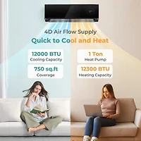 12000 Btu 22 SEER2 208-230V Wifi Enabled Mini Split Air Conditioner and Heater