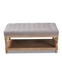 Baxton Studio Lindsey Modern and Rustic Grey Linen Fabric Upholstered and Greywashed Wood Cocktail Ottoman
