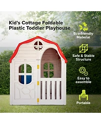 Ram Quality Products Kid's Cottage Foldable Plastic Toddler Outdoor Playhouse