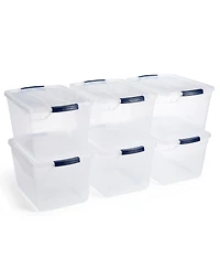 Rubbermaid Cleverstore 30 Quart Plastic Storage Tote Container w/ Lid (12 Pack)