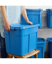 Rubbermaid Roughneck Tote 18 Gallon Storage Container, Heritage Blue (6 Pack)
