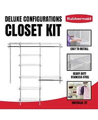 Rubbermaid Configurations 3-6 Feet Custom Diy Closet Organizer Deluxe Kit, White