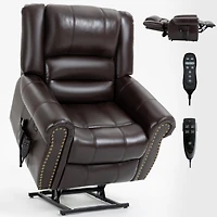 Power Lift Recliner Chair Heat Massage Dual Motor Infinite Position Up to 350 Lbs Faux Leather Heavy Duty Motion Mechanism with Usb Ports