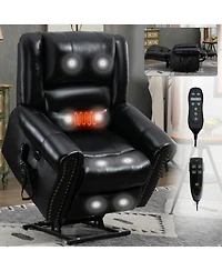 Boyel Living Power Lift Recliner Chair Heat Massage Dual Motor Infinite Position Up to 350 Lbs Faux Leather Heavy Duty Motion Mechanism with Usb Ports