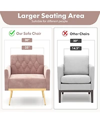 Gouun Modern Velvet Accent Chair with Button Tufted Back Metal Legs and Adjustable Foot Pads