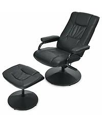 Gouun 360° Pvc Leather Swivel Recliner Chair with Ottoman