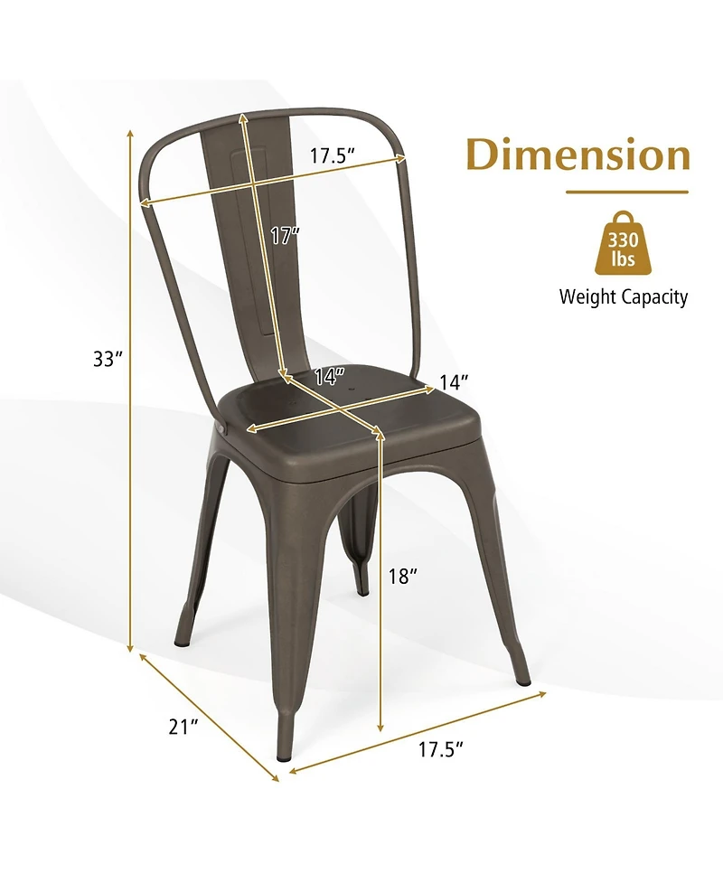 Gouun 4 Pcs Modern Bar Stools with Removable Back and Rubber Feet-Gun