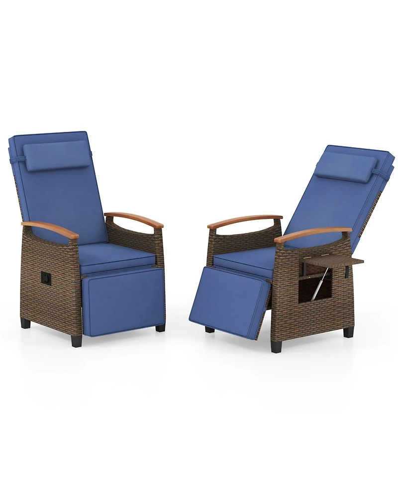 Gouun Patio Wicker Recliner Chair with Adjustable Backrest and Footrest