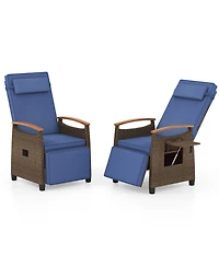 Gouun Patio Wicker Recliner Chair with Adjustable Backrest and Footrest