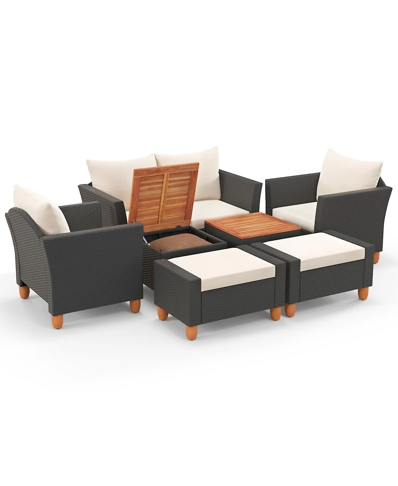 Gouun 7 Pieces Patio Furniture Pe Rattan Sectional Sofa Set with Armchairs and Table
