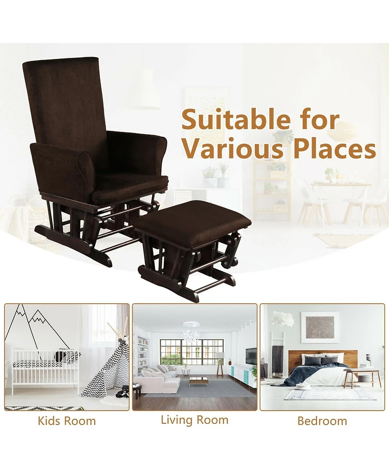 Gouun Baby Nursery Relax Rocker Rocking Chair Glider and Ottoman Cushion Set
