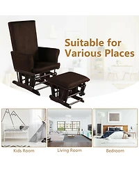 Gouun Baby Nursery Relax Rocker Rocking Chair Glider and Ottoman Cushion Set