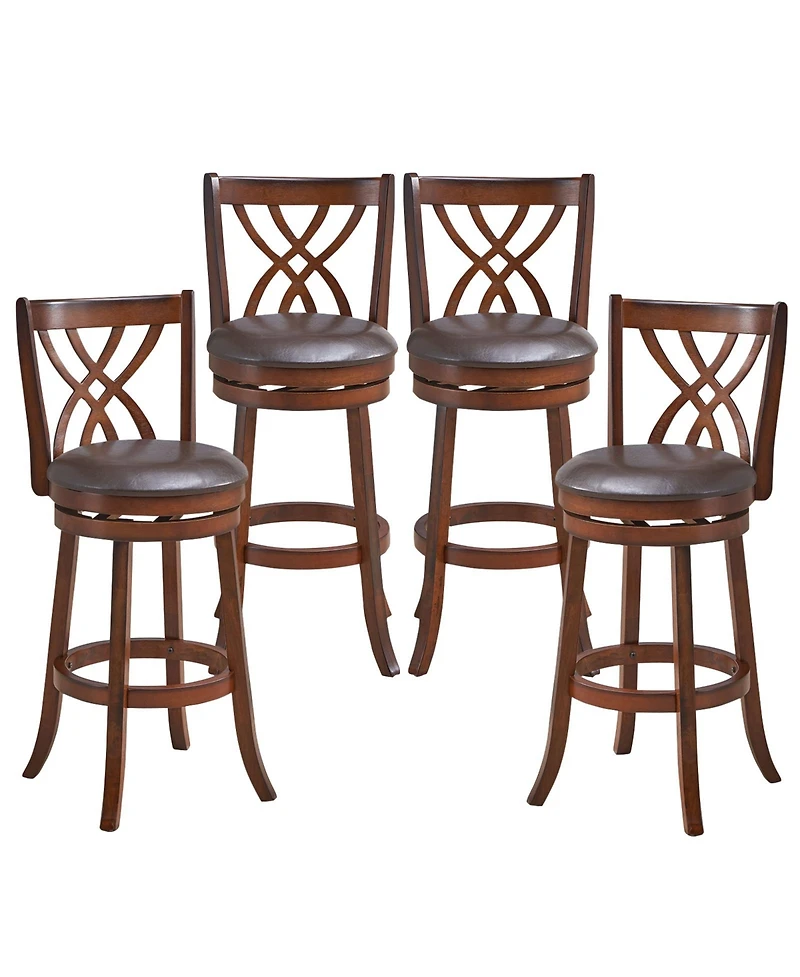 Gouun 360° Swivel Counter Height Chairs with Pu Leather Cushioned Seat and Footrests-30 inches