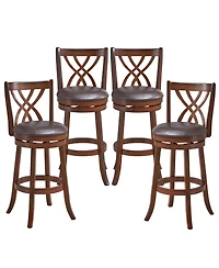Gouun 360° Swivel Counter Height Chairs with Pu Leather Cushioned Seat and Footrests-30 inches