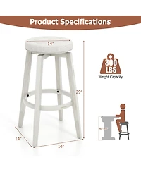 Gouun 360-Degree Swivel Upholstered Rubberwood Frame Bar Stool Set of 2 with Footrest- inches