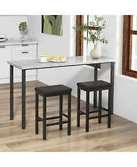 Gouun 24 Inch Bar Stools with Padded Seat Footrest and Rubber Wood Frame