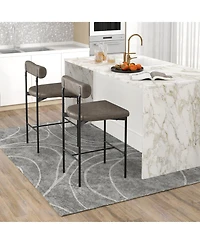 Gouun 20 Inch Upholstered Bar Stools Set of 2 Counter Height Bar Chairs with Backrest
