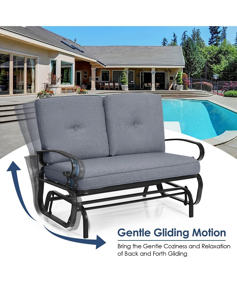 Gouun 2 Seats Outdoor Swing Glider Chair with Comfortable Cushions